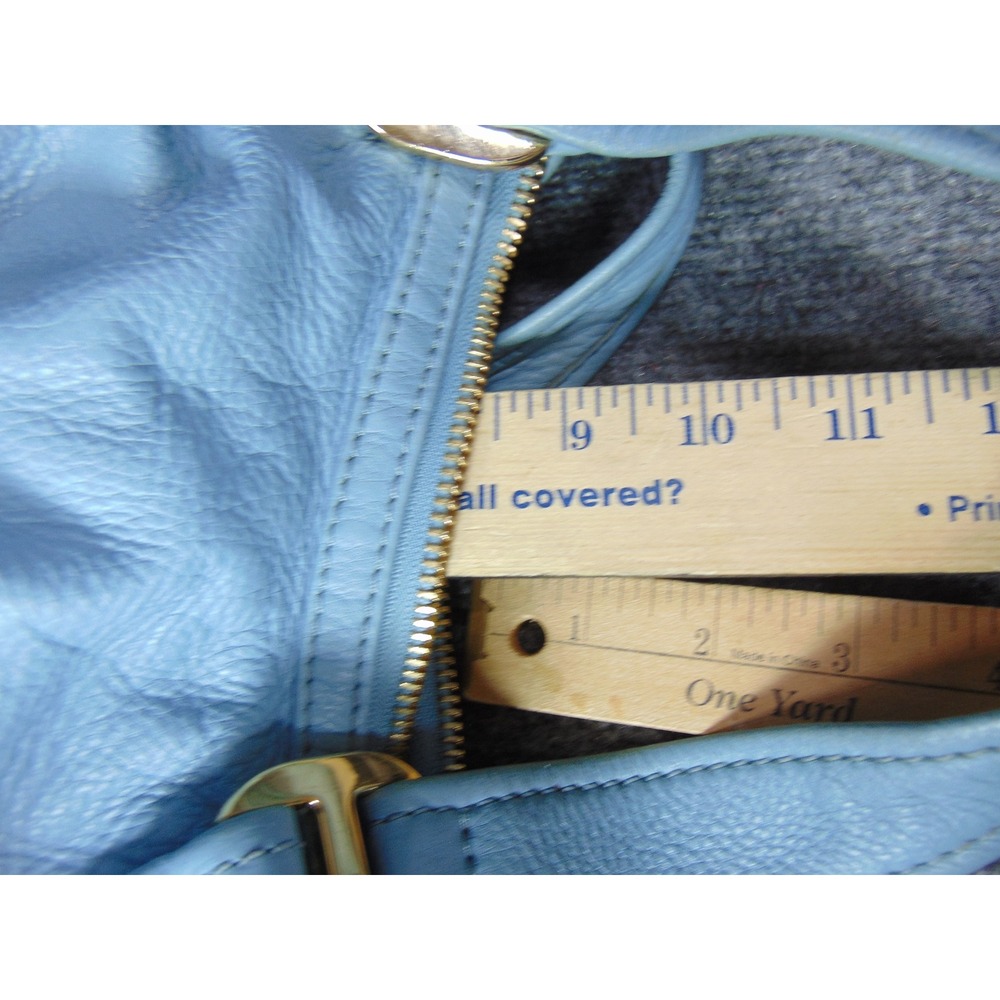 Michael Kors Purse Light Blue Bedford Leather Shoulder Bag Gold Tone Hardware - Picture 16 of 16
